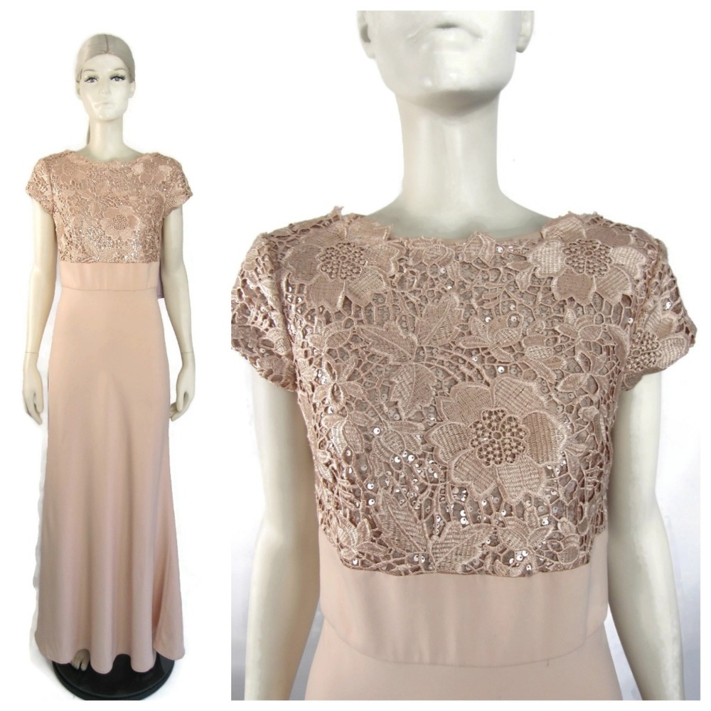 JS Collections Dusty Pink Lace Mermaid Gown 4 NWT